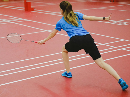 A Girl Without Wear Knee Sleeves When Playing Badminton